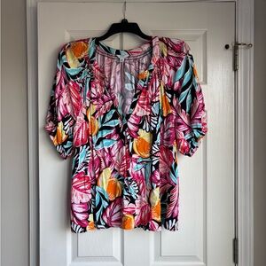 crown & ivy Pink and Orange Floral Blouse